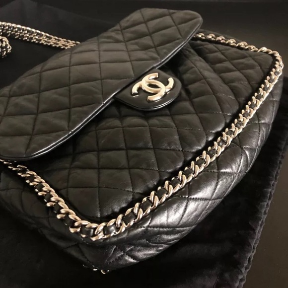 CHANEL Handbags - CHANEL MAXI CHAIN AROUND QUILTED FLAP HANDBAG AUTH